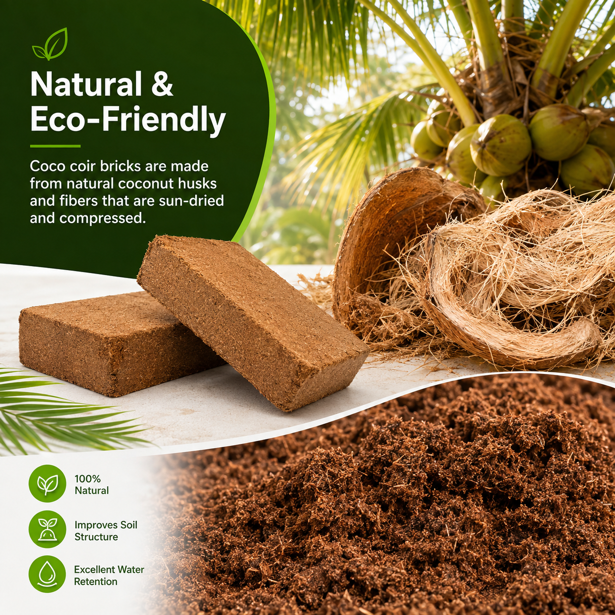 COIRIVA Compressed Coco Coir Bricks
